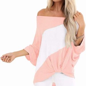 Super cute off the shoulder white and pink summer top - Size 8